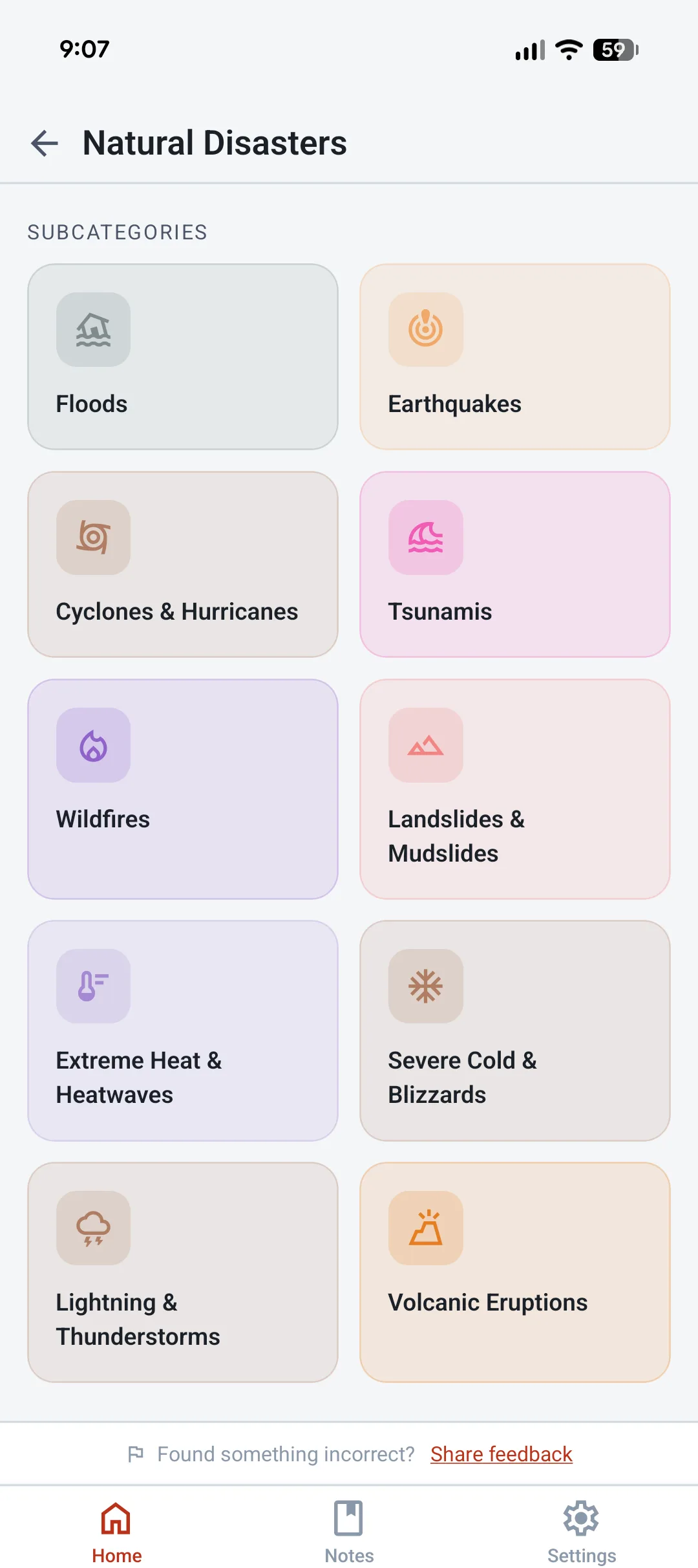 Survival Guide category browsing screen